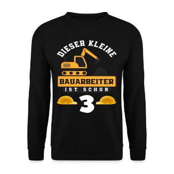 Construction Worker 3rd Birthday Excavator Boys Gift - Unisex Sweatshirt - black - Front - Alina (178cm) & Michal (187cm)