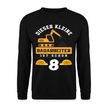 Construction Worker 8th Birthday Excavator Boys Gift - Unisex Sweatshirt - black - Front - Alina (178cm) & Michal (187cm)