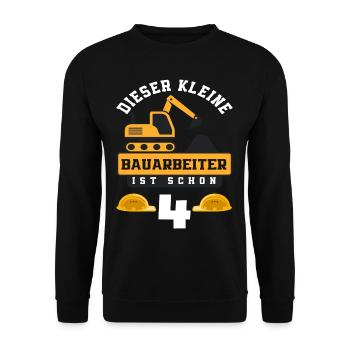 Construction Worker 4th Birthday Excavator Boys Gift - Unisex Sweatshirt - black - Front - Alina (178cm) & Michal (187cm)