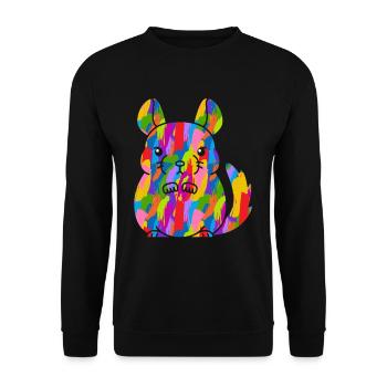 Chinchilla Bunt Vintage Regenbogen Retro - Unisex Pullover - Schwarz - Vorne - Alina (178cm) & Michal (187cm)
