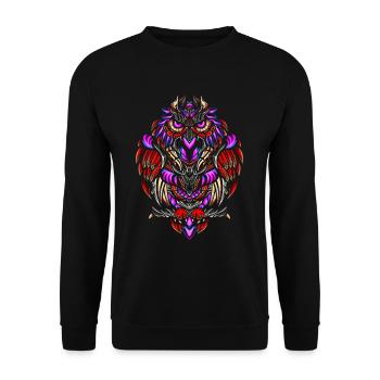 Eule Retro - Unisex Pullover - Schwarz - Vorne - Alina (178cm) & Michal (187cm)