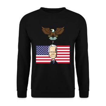 Biden Vogel Kackt USA American Flag - Unisex Pullover - Schwarz - Vorne - Alina (178cm) & Michal (187cm)