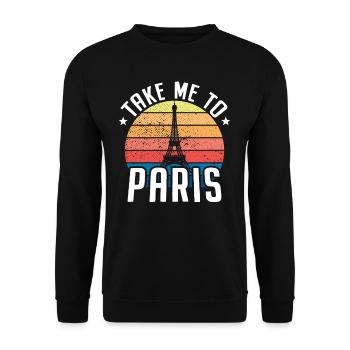 Emmenez-moi à Paris Heartbeat Tour Eiffel France - Sweat-shirt Unisexe - noir - Devant - Alina (178cm) & Michal (187cm)