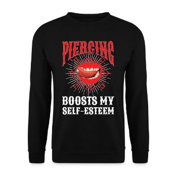 Piercing Boosts My Self-Esteem - Unisex Sweatshirt - black - Front - Alina (178cm) & Michal (187cm)