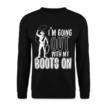 Going Out With My Boots On - Unisex Sweatshirt - black - Front - Alina (178cm) & Michal (187cm)