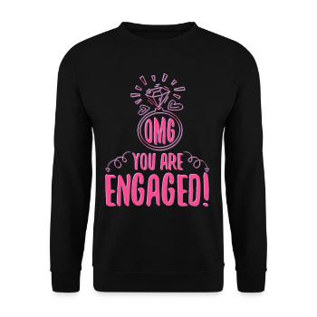 My God You Are Engaged Engagement - Unisex Sweatshirt - black - Front - Alina (178cm) & Michal (187cm)