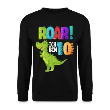Ich Bin 10 Dinosaurier 10. Geburtstag Jungs - Unisex Pullover - Schwarz - Vorne - Alina (178cm) & Michal (187cm)