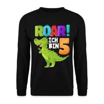 Ich Bin 5 Dinosaurier 5. Geburtstag Jungs Geschenk - Unisex Pullover - Schwarz - Vorne - Alina (178cm) & Michal (187cm)
