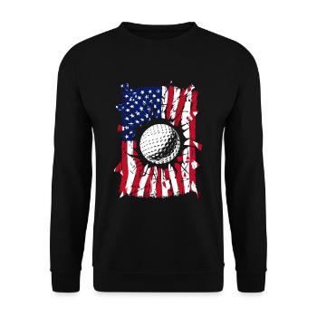 Golf Torn American Flag Golfeur - Sweat-shirt Unisexe - noir - Devant - Alina (178cm) & Michal (187cm)