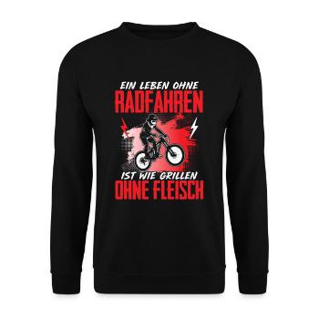 Leben Ohne Radfahren Grillen Ohne Fleisch Biker - Unisex Pullover - Schwarz - Vorne - Alina (178cm) & Michal (187cm)