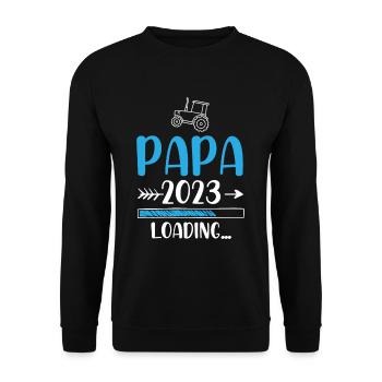 Papa 2023 Loading Schwangerschaft - Unisex Pullover - Schwarz - Vorne - Alina (178cm) & Michal (187cm)