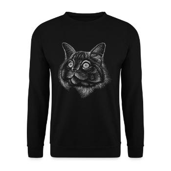 Cat Stroke Line Realistic Drawing Lines - Unisex Sweatshirt - black - Front - Alina (178cm) & Michal (187cm)