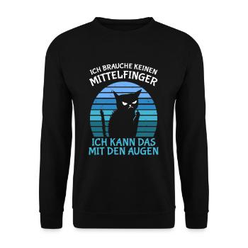 Brauche Keinen Mittelfinger Ich Kann Mit Den Augen - Unisex Pullover - Schwarz - Vorne - Alina (178cm) & Michal (187cm)