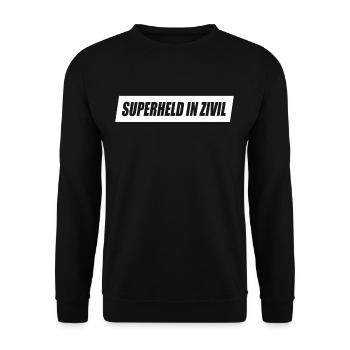 Superheld In Zivil Superhelden Männer Kostüm JGA - Unisex Pullover - Schwarz - Vorne - Alina (178cm) & Michal (187cm)