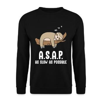 A.S.A.P As Slow As Possbile Faultier - Unisex Pullover - Schwarz - Vorne - Alina (178cm) & Michal (187cm)