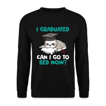 I Graduated Can I Go To Bed Now Sloth Degree - Unisex Sweatshirt - black - Front - Alina (178cm) & Michal (187cm)