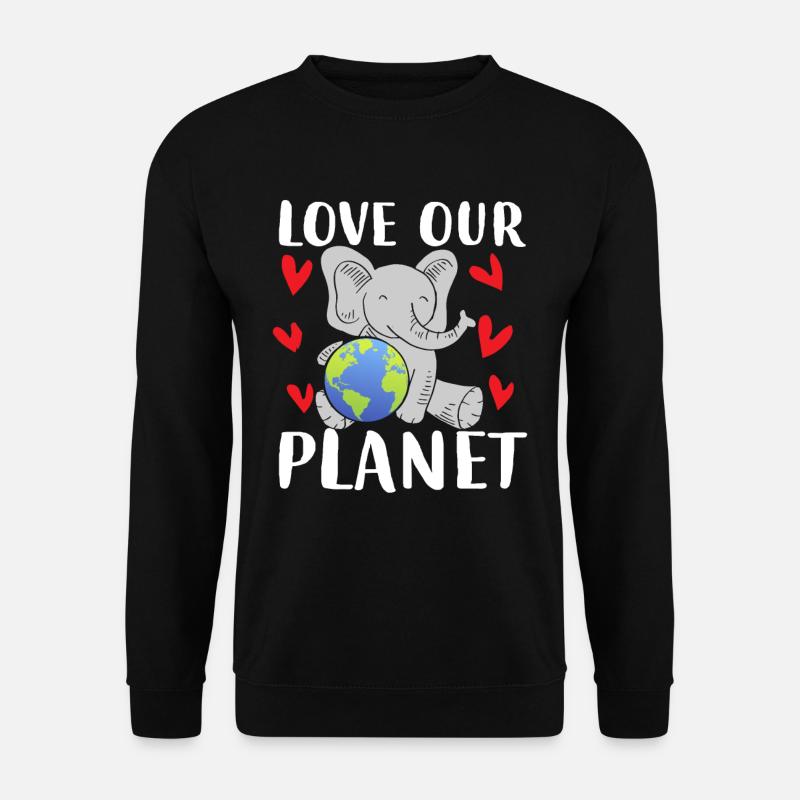 Love Our Planet Elephant Earth - Unisex Pullover - Schwarz