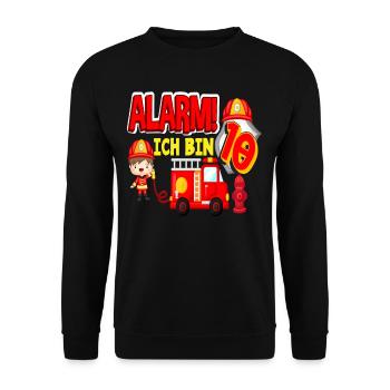 Alarm Ich Bin 10. Geburtstag Feuerwehr Junge - Unisex Pullover - Schwarz - Vorne - Alina (178cm) & Michal (187cm)