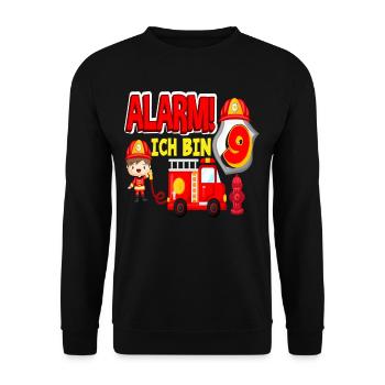 Alarm Ich Bin 9. Geburtstag Feuerwehr Junge - Unisex Pullover - Schwarz - Vorne - Alina (178cm) & Michal (187cm)