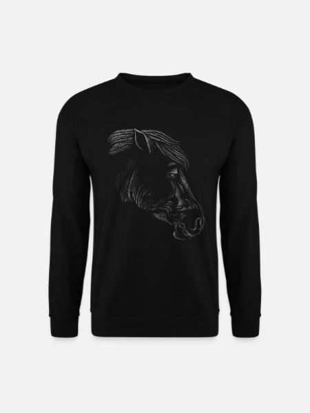 Pferd Realistische Zeichnung Strich Linien Pferd - Unisex Pullover - Schwarz