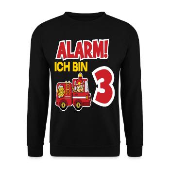 Alarm Ich Bin 3. Geburtstag Feuerwehrmann Junge - Unisex Pullover - Schwarz - Vorne - Alina (178cm) & Michal (187cm)