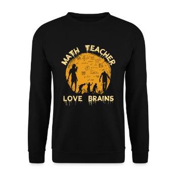 Math Teacher Love Brains Zombie Mathematik Lehrer - Unisex Pullover - Schwarz - Vorne - Alina (178cm) & Michal (187cm)