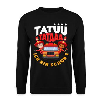 Tatüü TaTaaa 2. Geburtstag Feuerwehr Jungs - Unisex Pullover - Schwarz - Vorne - Alina (178cm) & Michal (187cm)