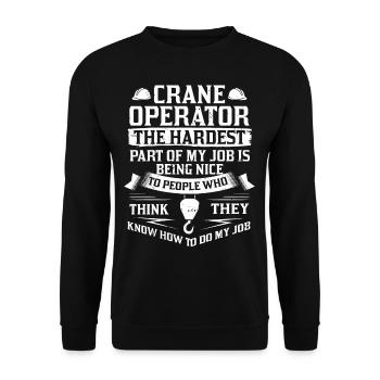 Crane Operator Construction Worker Crane Tower Training - Unisex Sweatshirt - black - Front - Alina (178cm) & Michal (187cm)