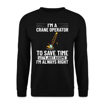 Crane Operator Construction Worker Crane Tower Training - Unisex Sweatshirt - black - Front - Alina (178cm) & Michal (187cm)