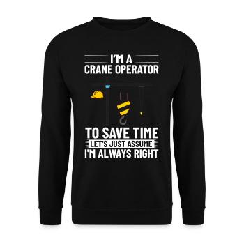 Crane Operator Construction Worker Crane Tower Training - Unisex Sweatshirt - black - Front - Alina (178cm) & Michal (187cm)