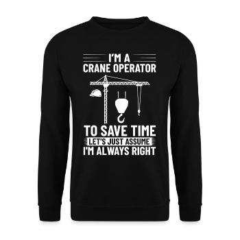Crane Operator Construction Worker Crane Tower Training - Unisex Sweatshirt - black - Front - Alina (178cm) & Michal (187cm)