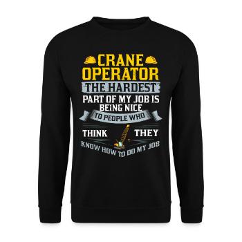 Crane Operator Construction Worker Crane Tower Training - Unisex Sweatshirt - black - Front - Alina (178cm) & Michal (187cm)