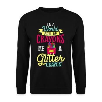 Crayon Box Colored Pencil Wax Case Wax Crayon - Unisex Sweatshirt - black - Front - Alina (178cm) & Michal (187cm)