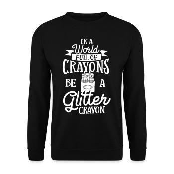 Crayon Box Colored Pencil Wax Case Wax Crayon - Unisex Sweatshirt - black - Front - Alina (178cm) & Michal (187cm)