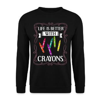 Crayon Box Colored Pencil Wax Case Wax Crayon - Unisex Sweatshirt - black - Front - Alina (178cm) & Michal (187cm)
