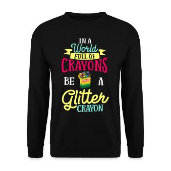 Crayon Box Colored Pencil Wax Case Wax Crayon - Unisex Sweatshirt - black - Front - Alina (178cm) & Michal (187cm)