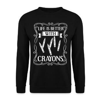Crayon Box Colored Pencil Wax Case Wax Crayon - Unisex Sweatshirt - black - Front - Alina (178cm) & Michal (187cm)