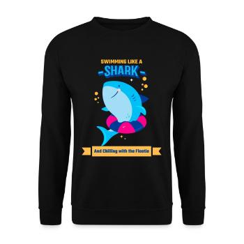 Learn to swim Swimming Like A Shark And - Unisex Sweatshirt - black - Front - Alina (178cm) & Michal (187cm)