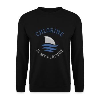 Schwimmen Spruch Lustig Chlorine Is My Perfume - Unisex Pullover - Schwarz - Vorne - Alina (178cm) & Michal (187cm)