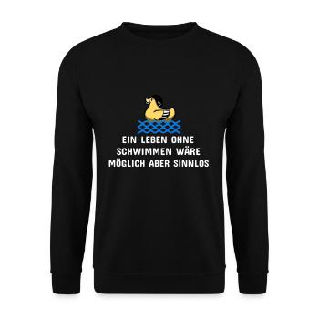 Schwimmen Spruch Lustig Ein Leben ohne Schwimmen - Unisex Pullover - Schwarz - Vorne - Alina (178cm) & Michal (187cm)