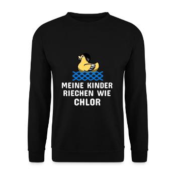 Schwimmen Spruch Lustig Meine Kinder Riechen Wie - Unisex Pullover - Schwarz - Vorne - Alina (178cm) & Michal (187cm)