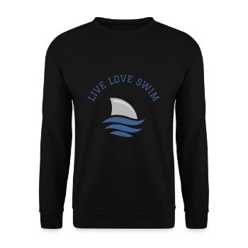 Schwimmen Spruch Lustig Live Love Swim - Unisex Pullover - Schwarz - Vorne - Alina (178cm) & Michal (187cm)