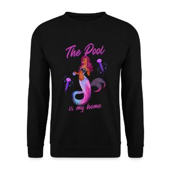 Schwimmen Spruch Lustig The Pool Is My Home - Unisex Pullover - Schwarz - Vorne - Alina (178cm) & Michal (187cm)