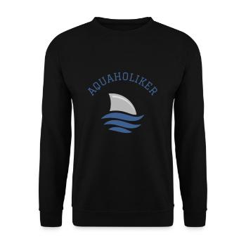 Schwimmen Spruch Lustig Aquaholiker - Unisex Pullover - Schwarz - Vorne - Alina (178cm) & Michal (187cm)