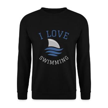 Schwimmen Spruch Lustig I Love Swimming - Unisex Pullover - Schwarz - Vorne - Alina (178cm) & Michal (187cm)