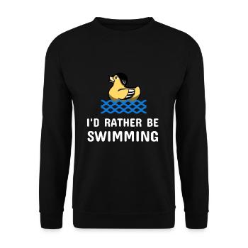 Swimming Saying Funny I'd Rather Be Swimming - Unisex Sweatshirt - black - Front - Alina (178cm) & Michal (187cm)