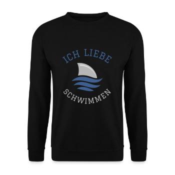 Schwimmen Spruch Lustig Ich Liebe Schwimmen - Unisex Pullover - Schwarz - Vorne - Alina (178cm) & Michal (187cm)
