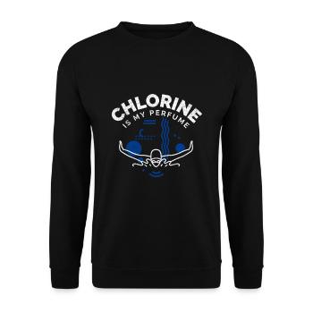 Schwimmen Spruch Lustig Chlorine Is My Perfume - Unisex Pullover - Schwarz - Vorne - Alina (178cm) & Michal (187cm)
