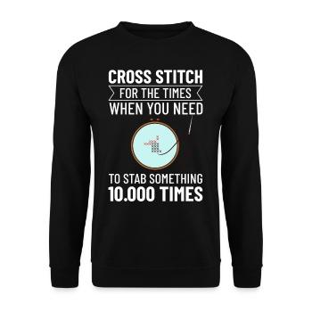 Cross Stitch Pattern Cross Stitch Needles Embroidery Weaving - Unisex Sweatshirt - black - Front - Alina (178cm) & Michal (187cm)