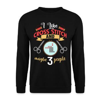 Cross Stitch Pattern Cross Stitch Needles Embroidery Weaving - Unisex Sweatshirt - black - Front - Alina (178cm) & Michal (187cm)